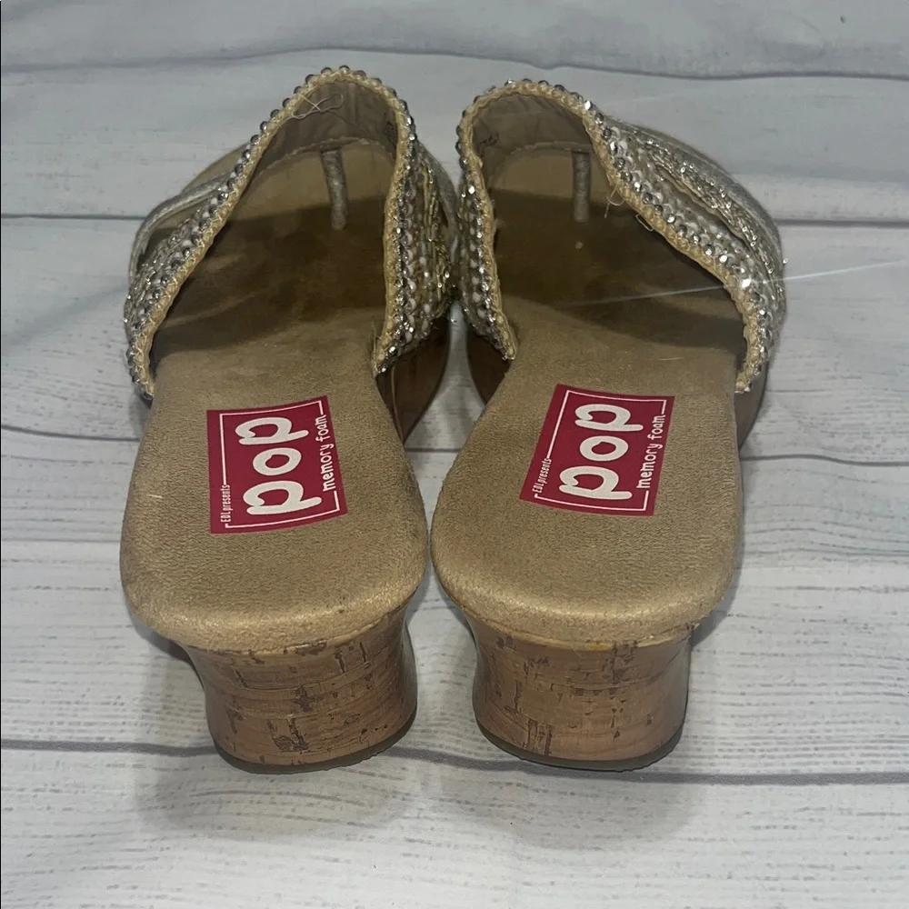 Pop Gold Metallic Braided & Beaded Wedges - Picture 3 of 6